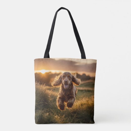 Cocker Spaniel Elegante Canvas tas (Achterkant)