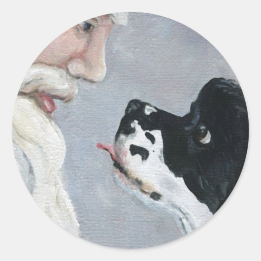 Cocker Spaniel en Santa Claus Art Sticker (Voorkant)