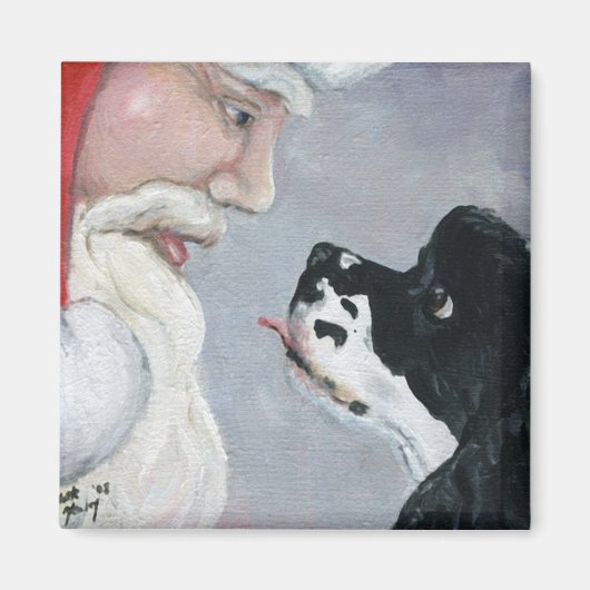 Cocker Spaniel en Santa Dog Art Magnet (Voorkant)