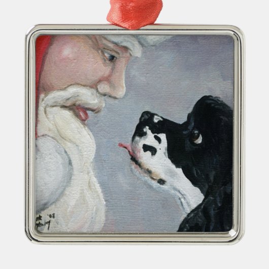 Cocker Spaniel en Santa Dog Art Ornament (Voorkant)