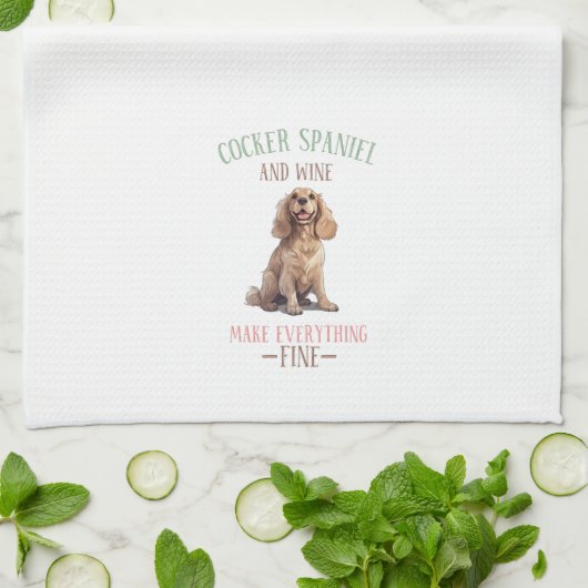 Cocker Spaniel en Wijn Theedoek (Gevouwen)