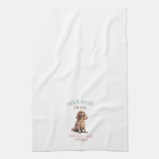 Cocker Spaniel en Wijn Theedoek (Verticaal)