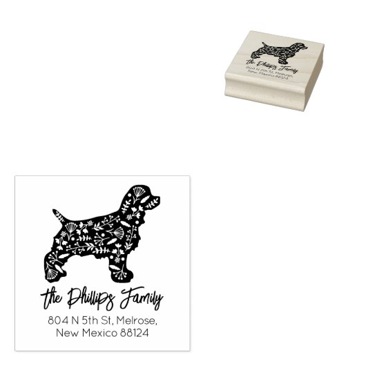 Cocker Spaniel Family Return-adres Rubberstempel (Gestempeld)