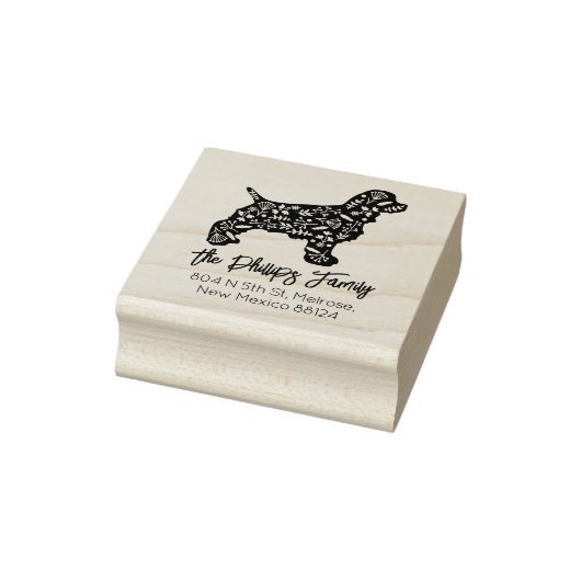 Cocker Spaniel Family Return-adres Rubberstempel (Stempel)