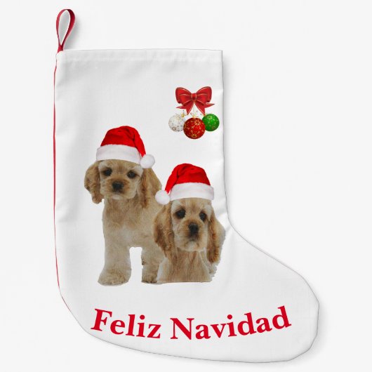 Cocker spaniel Feliz Navidad Kerstsok Kleine Kerstsok (Voorkant)