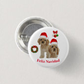 Cocker spaniel Feliz Navidad Knop Ronde Button 3,2 Cm (Voorkant /achterkant)