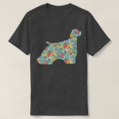 Cocker Spaniel Flower Silhouette Floral Dog  T-shirt (Design voorkant)