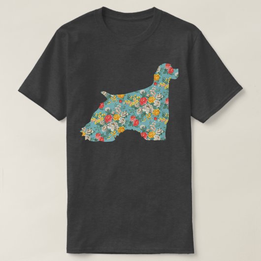 Cocker Spaniel Flower Silhouette Floral Dog  T-shirt (Design voorkant)