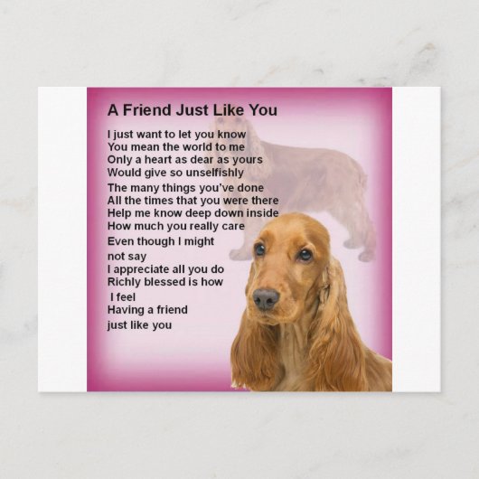 Cocker Spaniel - Friend Poem Briefkaart (Voorkant)