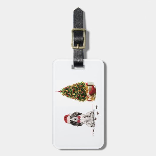 Cocker Spaniel Funny Kersthond met boom Bagagelabel (Voorkant verticaal)
