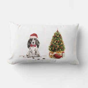 Cocker Spaniel Funny Kersthond met boom Kussen