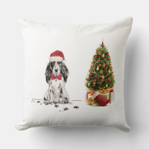 Cocker Spaniel Funny Kersthond met boom Kussen