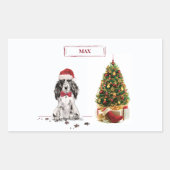 Cocker Spaniel Funny Kersthond met boom Rechthoekige Sticker (Voorkant)