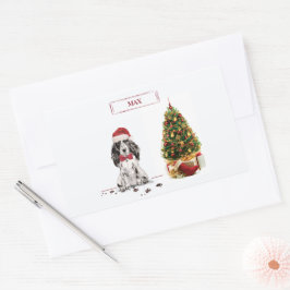 Cocker Spaniel Funny Kersthond met boom Rechthoekige Sticker