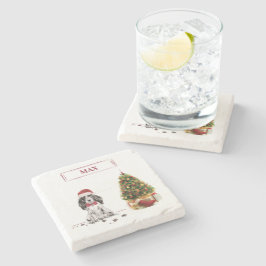 Cocker Spaniel Funny Kersthond met boom Stenen Onderzetter