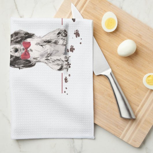 Cocker Spaniel Funny Kersthond met boom Theedoek (Quarter Fold)