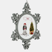 Cocker Spaniel Funny Kersthond met boom Tin Sneeuwvlok Ornament (Links)