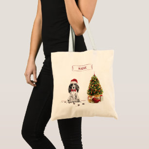 Cocker Spaniel Funny Kersthond met boom Tote Bag