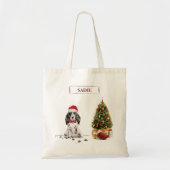 Cocker Spaniel Funny Kersthond met boom Tote Bag (Voorkant)