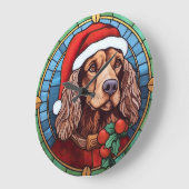 Cocker Spaniel Gebrandschilderd Glas Kerstmis Grote Klok (Hoek)