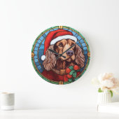 Cocker Spaniel Gebrandschilderd Glas Kerstmis Grote Klok (Huis)