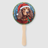 Cocker Spaniel Gebrandschilderd Glas Kerstmis Handwaaier (Achterkant)