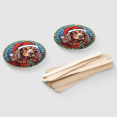 Cocker Spaniel Gebrandschilderd Glas Kerstmis Handwaaier (Niet-gemonteerd)