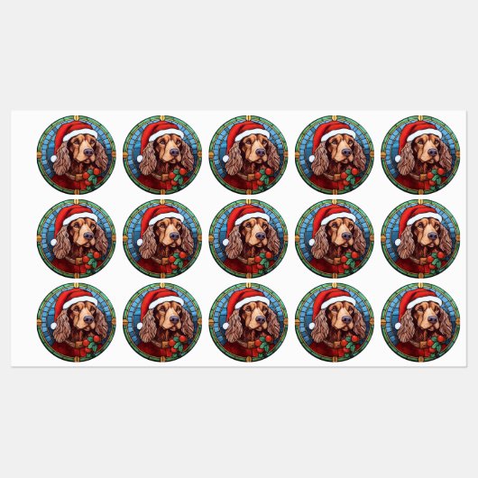 Cocker Spaniel Gebrandschilderd Glas Kerstmis Labels (Vel)