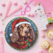 Cocker Spaniel Gebrandschilderd Glas Kerstmis Papieren Bordje (Feest)