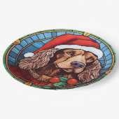 Cocker Spaniel Gebrandschilderd Glas Kerstmis Papieren Bordje (Gekanteld)