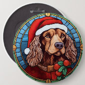 Cocker Spaniel Gebrandschilderd Glas Kerstmis Ronde Button 6,0 Cm (Voorkant /achterkant)