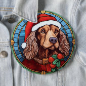Cocker Spaniel Gebrandschilderd Glas Kerstmis Ronde Button 6,0 Cm (In situ)
