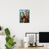 Cocker Spaniel Gebrandschilderde Bloemboog Ruit Poster (Thuiskantoor)