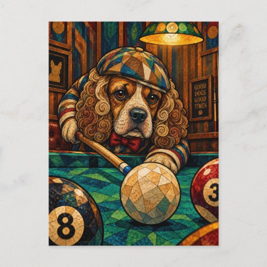Cocker Spaniel, Geometrisch Mozaïek Briefkaart (Voorkant)