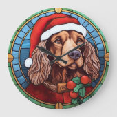 Cocker Spaniel Glas in lood Kerst Grote Klok (Voorkant)