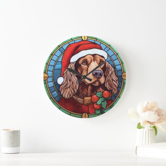 Cocker Spaniel Glas in lood Kerst Grote Klok (Huis)