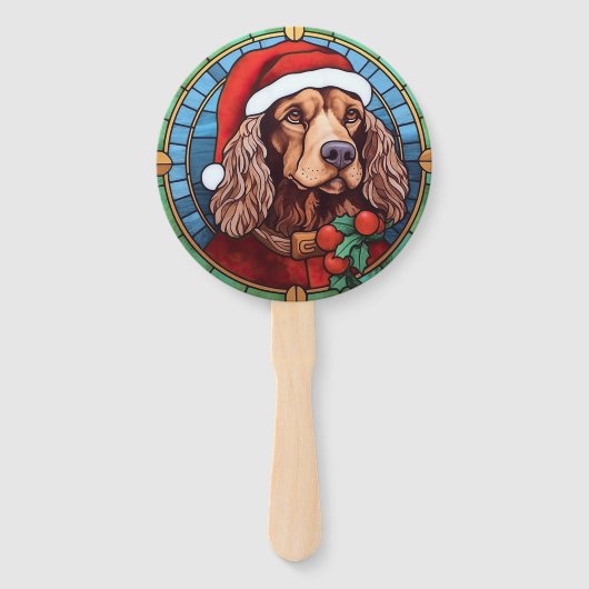 Cocker Spaniel Glas in lood Kerst Handwaaier (Voorkant)