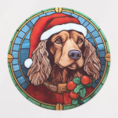 Cocker Spaniel Glas in lood Kerst Labels (Design 1)