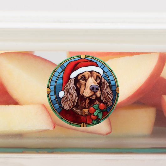 Cocker Spaniel Glas in lood Kerst Labels (Aangebracht)