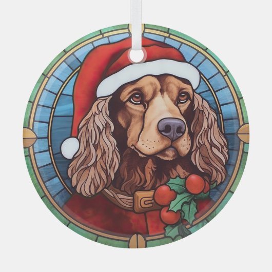 Cocker Spaniel Glas in lood Kerst Ornament (Voorkant)