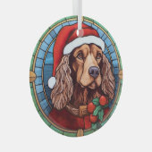 Cocker Spaniel Glas in lood Kerst Ornament (Voorkant Rechts)