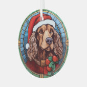 Cocker Spaniel Glas in lood Kerst Ornament (Voorkant links)