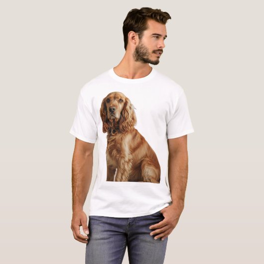 Cocker Spaniel Gouden Portret T-shirt (Voorkant volledig)