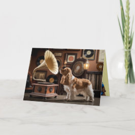 Cocker Spaniel Gramaphone Wenskaart Kaart