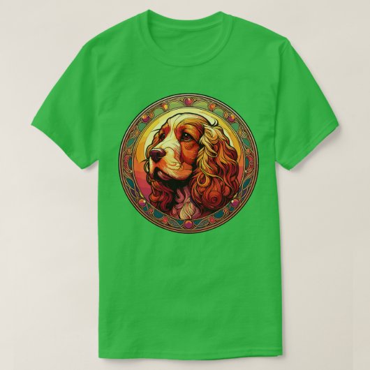 Cocker Spaniel Graphic Art Nouveau Design T-shirt (Design voorkant)