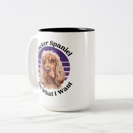 Cocker Spaniel grappig citaat tweetone koffie-Mok Tweekleurige Koffiemok (Voorkant links)