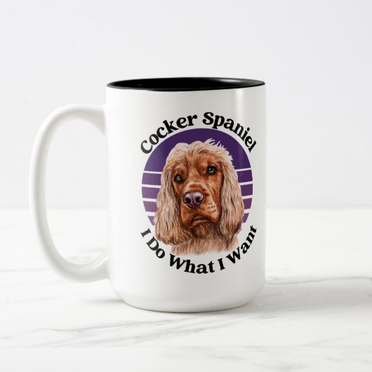 Cocker Spaniel grappig citaat tweetone koffie-Mok Tweekleurige Koffiemok (Links)