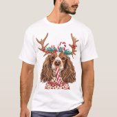 Cocker Spaniel Grappig Kerstfeest T-shirt (Voorkant)