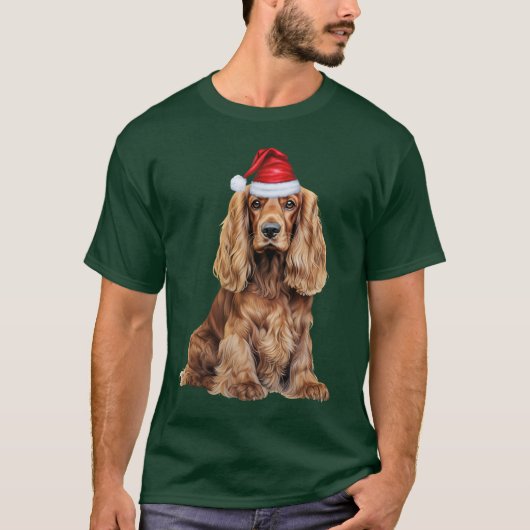 Cocker Spaniel Grappig Kerstmis Kerstman Hond T-shirt (Voorkant)