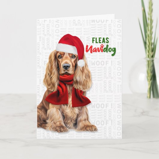 Cocker Spaniel Grappige Vlooien Navidog Feestdagen Kaart (Voorkant)